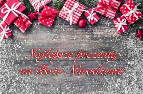 43659780 - christmas background with decorations and gift boxes on wooden board